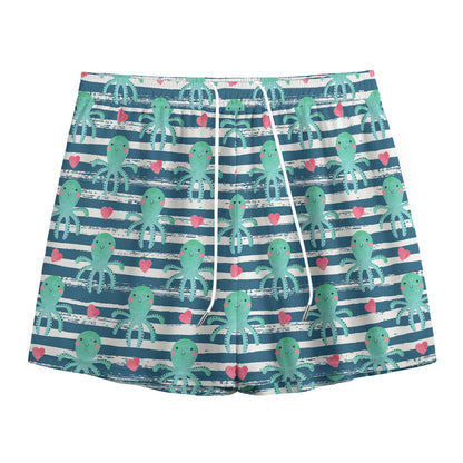 Cute Octopus Pattern Print Mesh Shorts