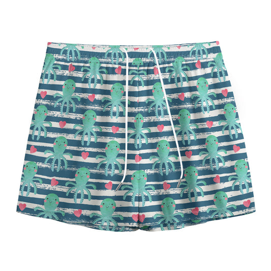 Cute Octopus Pattern Print Mesh Shorts