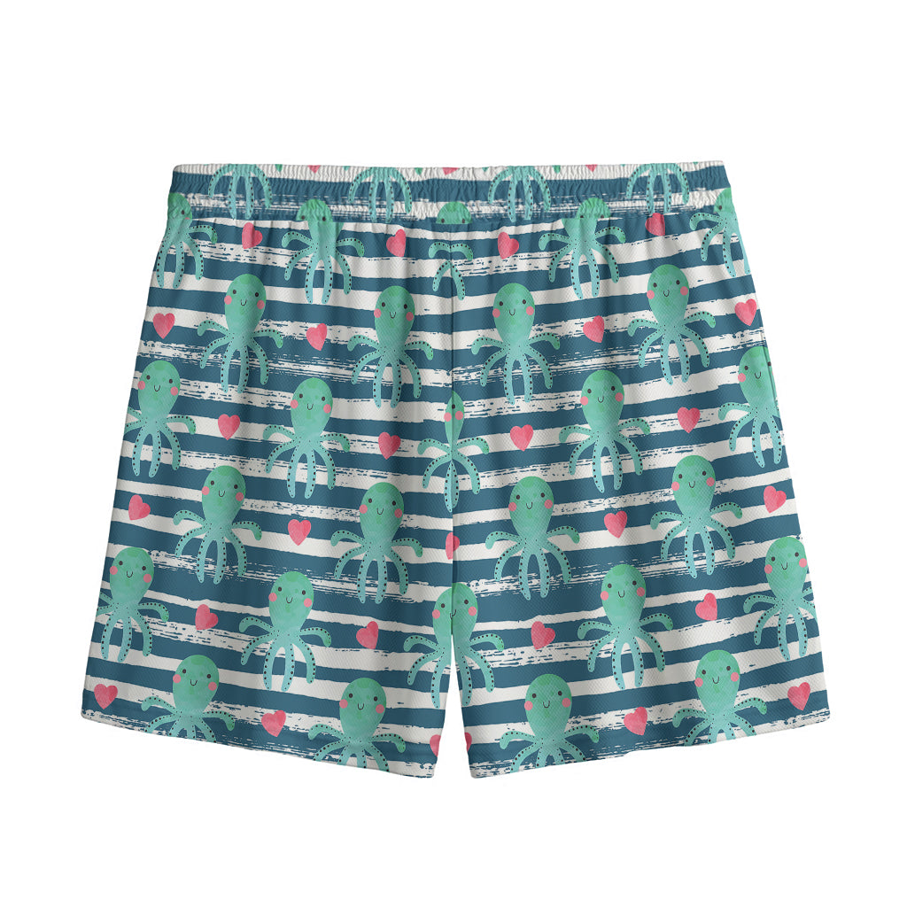 Cute Octopus Pattern Print Mesh Shorts