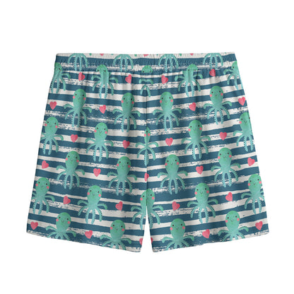 Cute Octopus Pattern Print Mesh Shorts