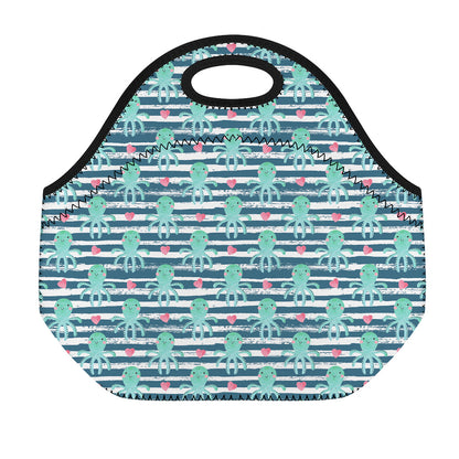 Cute Octopus Pattern Print Neoprene Lunch Bag