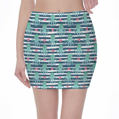 Cute Octopus Pattern Print Pencil Mini Skirt