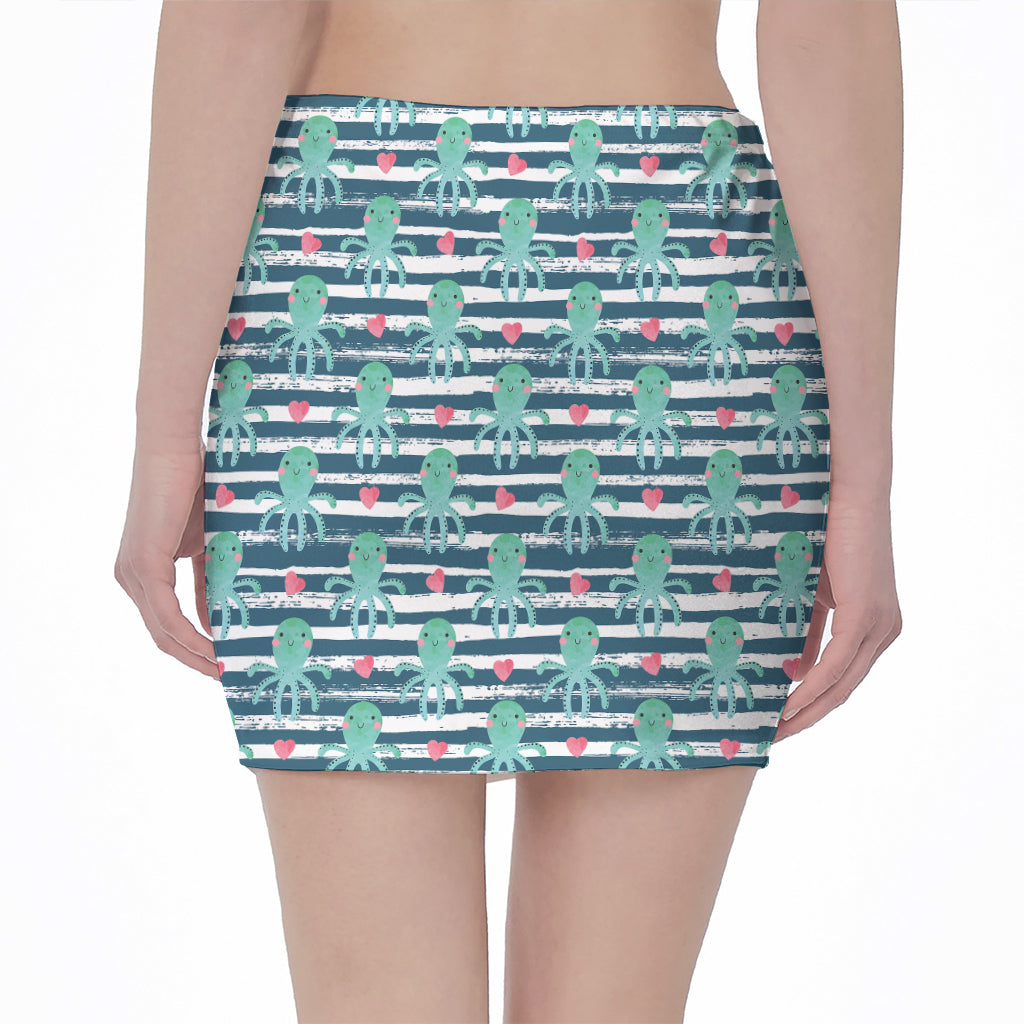 Cute Octopus Pattern Print Pencil Mini Skirt