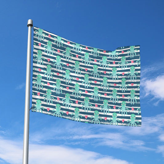 Cute Octopus Pattern Print Polyester Flag