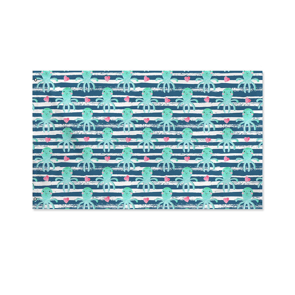 Cute Octopus Pattern Print Polyester Flag