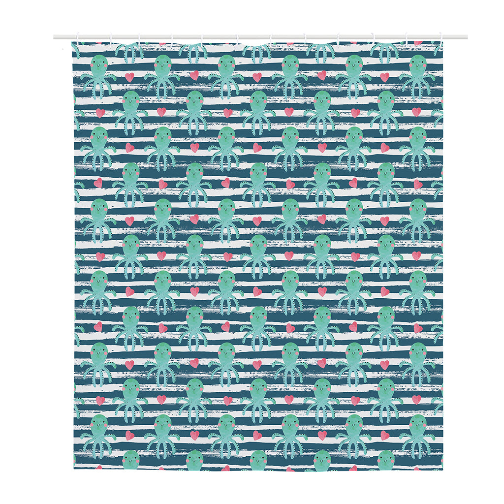 Cute Octopus Pattern Print Polyester Shower Curtain
