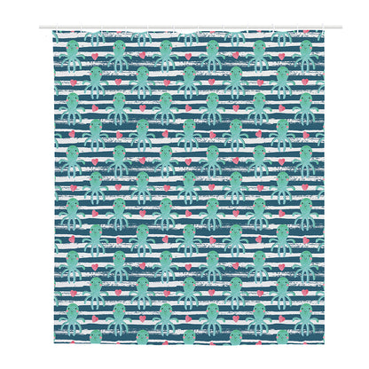 Cute Octopus Pattern Print Polyester Shower Curtain