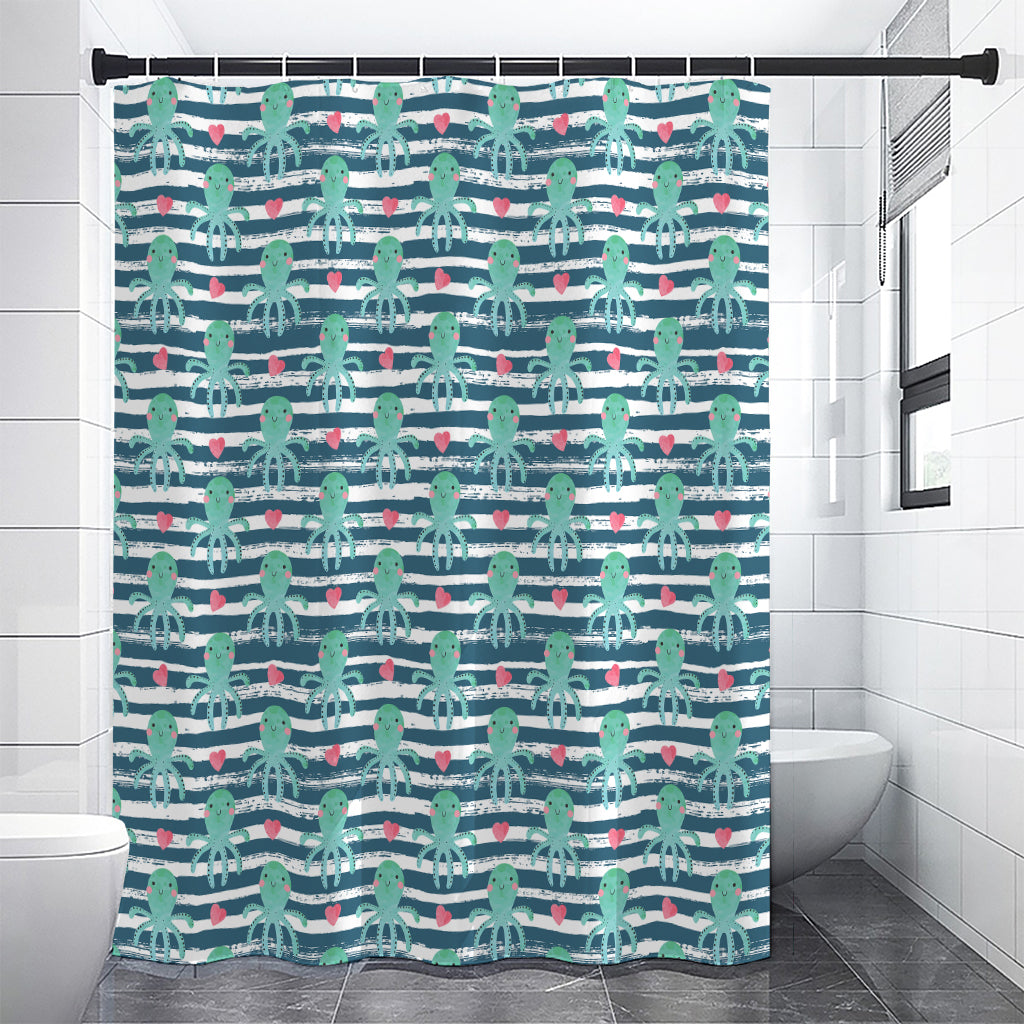 Cute Octopus Pattern Print Premium Shower Curtain