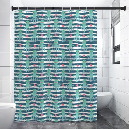 Cute Octopus Pattern Print Premium Shower Curtain