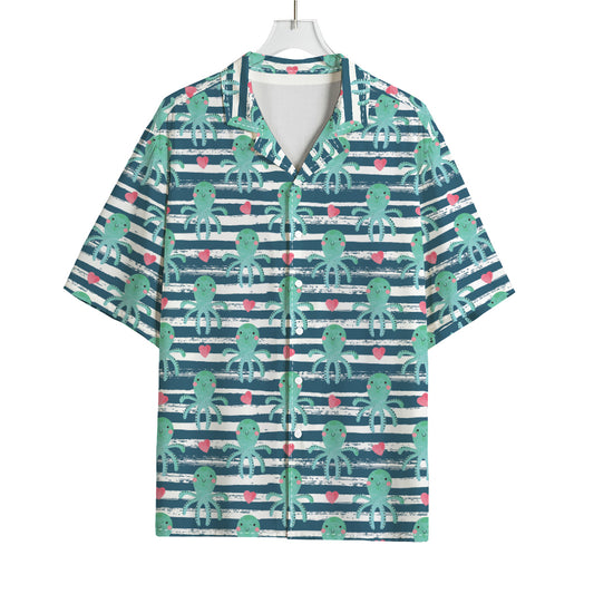 Cute Octopus Pattern Print Rayon Hawaiian Shirt