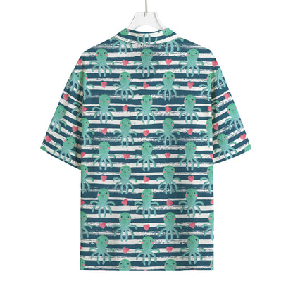 Cute Octopus Pattern Print Rayon Hawaiian Shirt