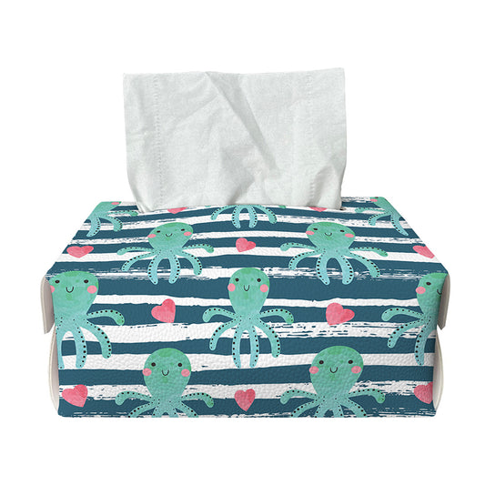 Cute Octopus Pattern Print Rectangle Tissue Box Cover