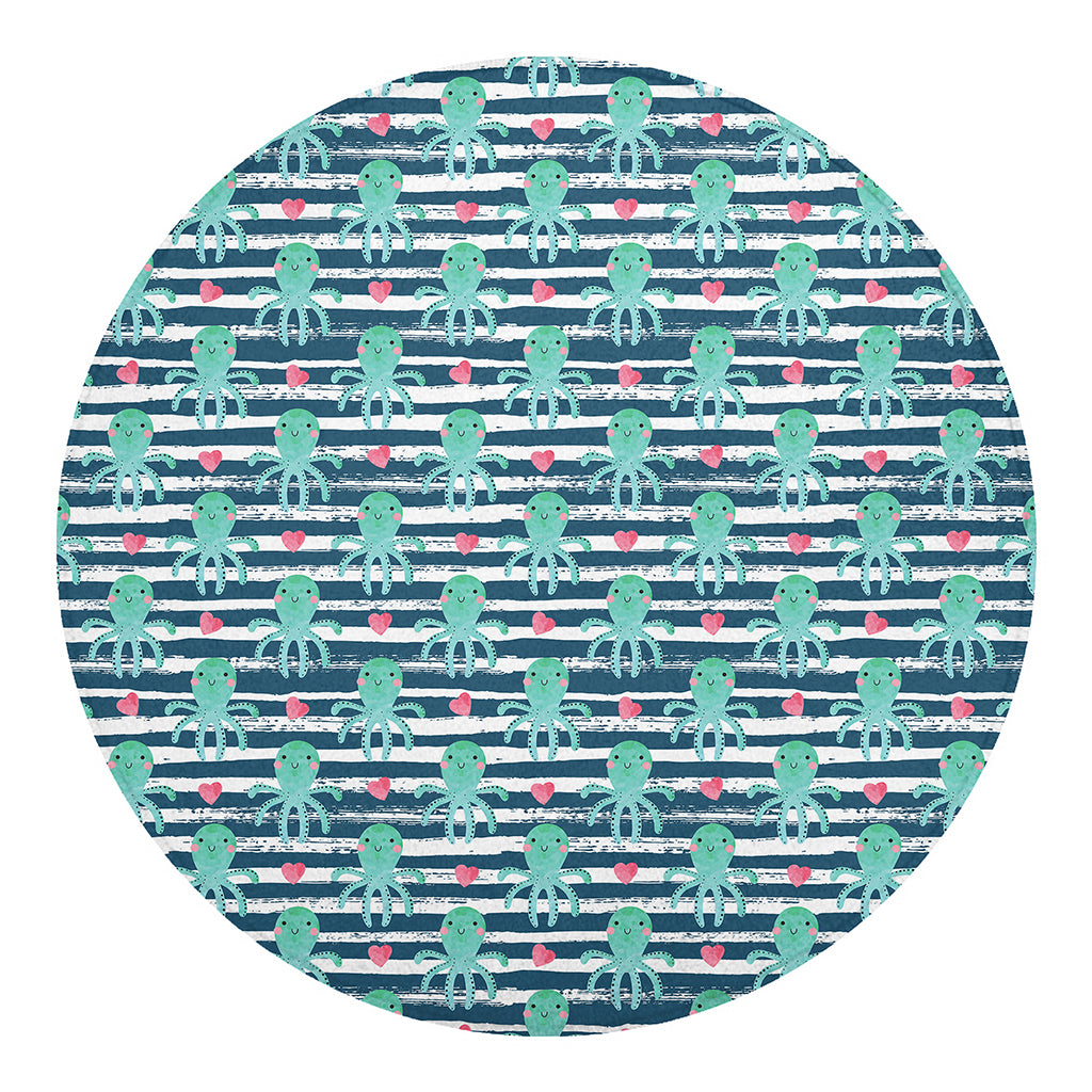 Cute Octopus Pattern Print Round Blanket