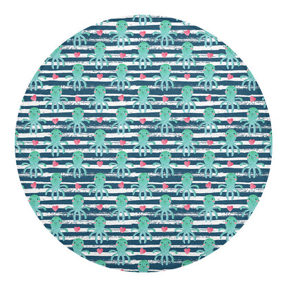 Cute Octopus Pattern Print Round Blanket