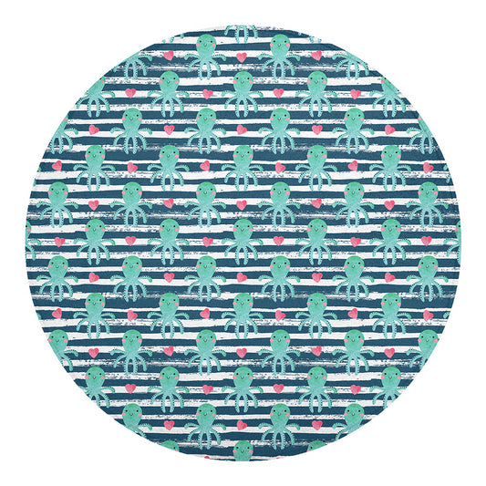 Cute Octopus Pattern Print Round Blanket