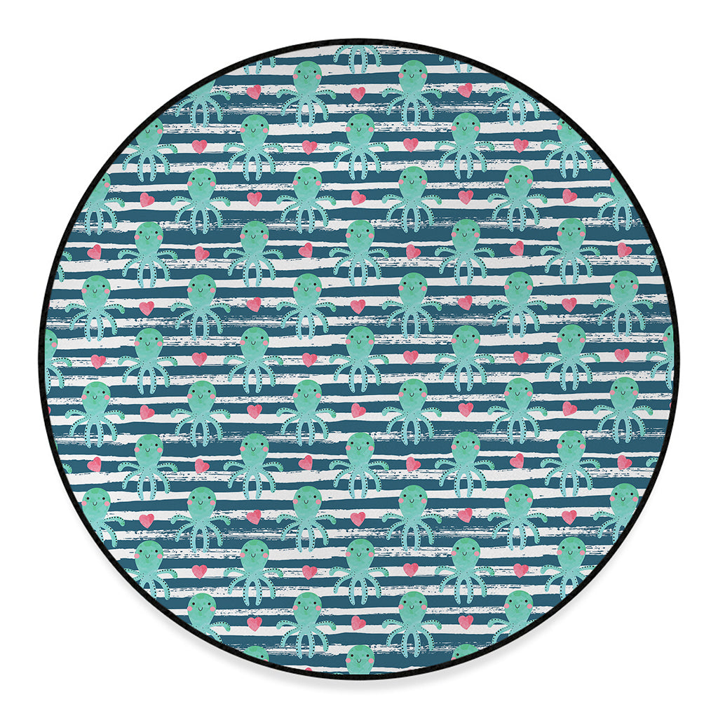 Cute Octopus Pattern Print Round Floor Mat