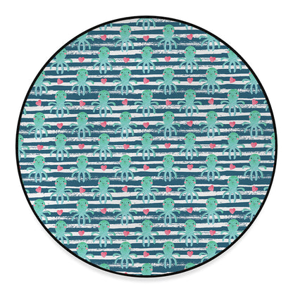 Cute Octopus Pattern Print Round Floor Mat