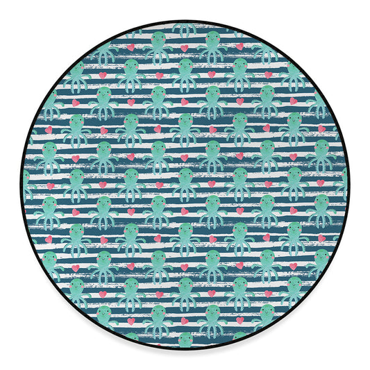 Cute Octopus Pattern Print Round Floor Mat