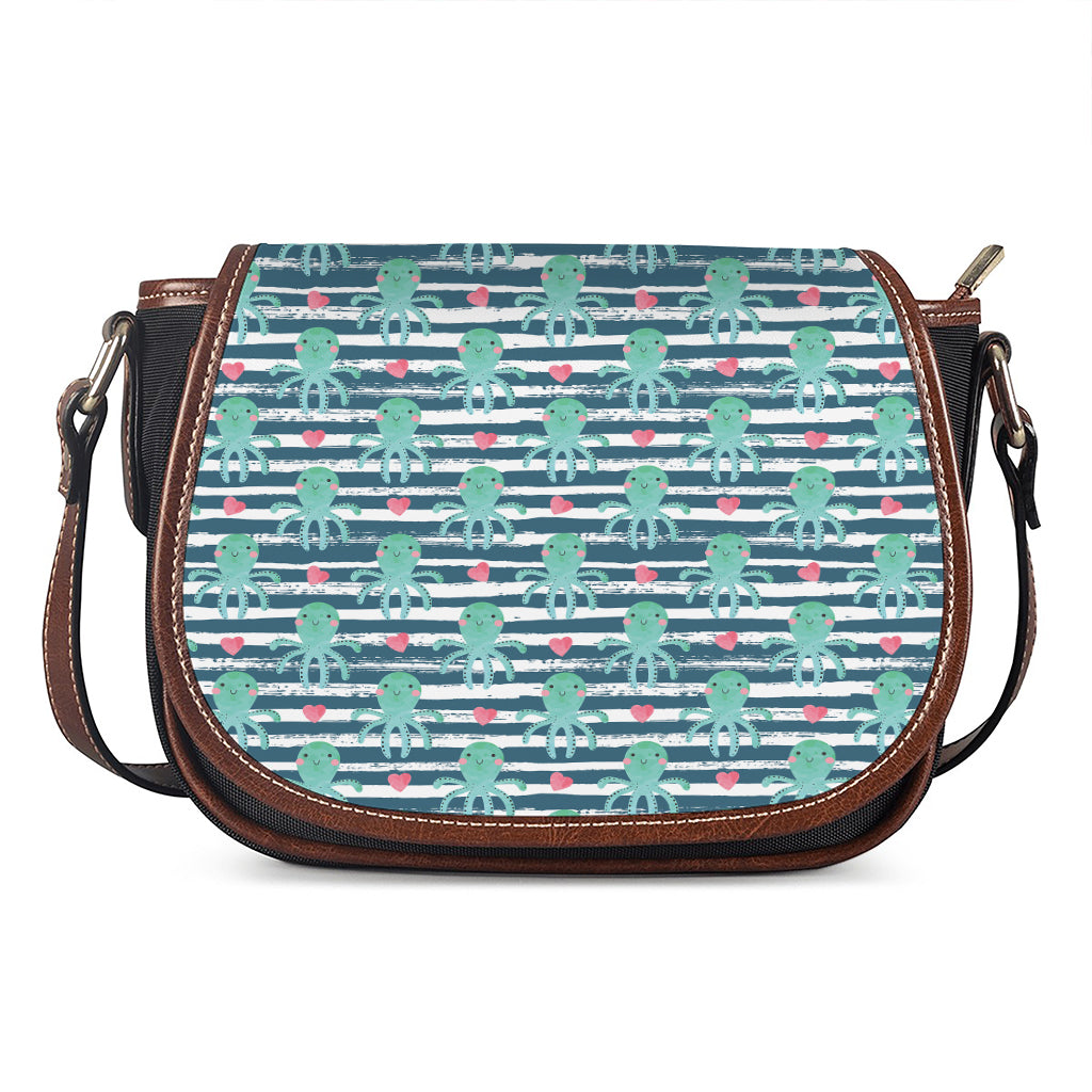 Cute Octopus Pattern Print Saddle Bag