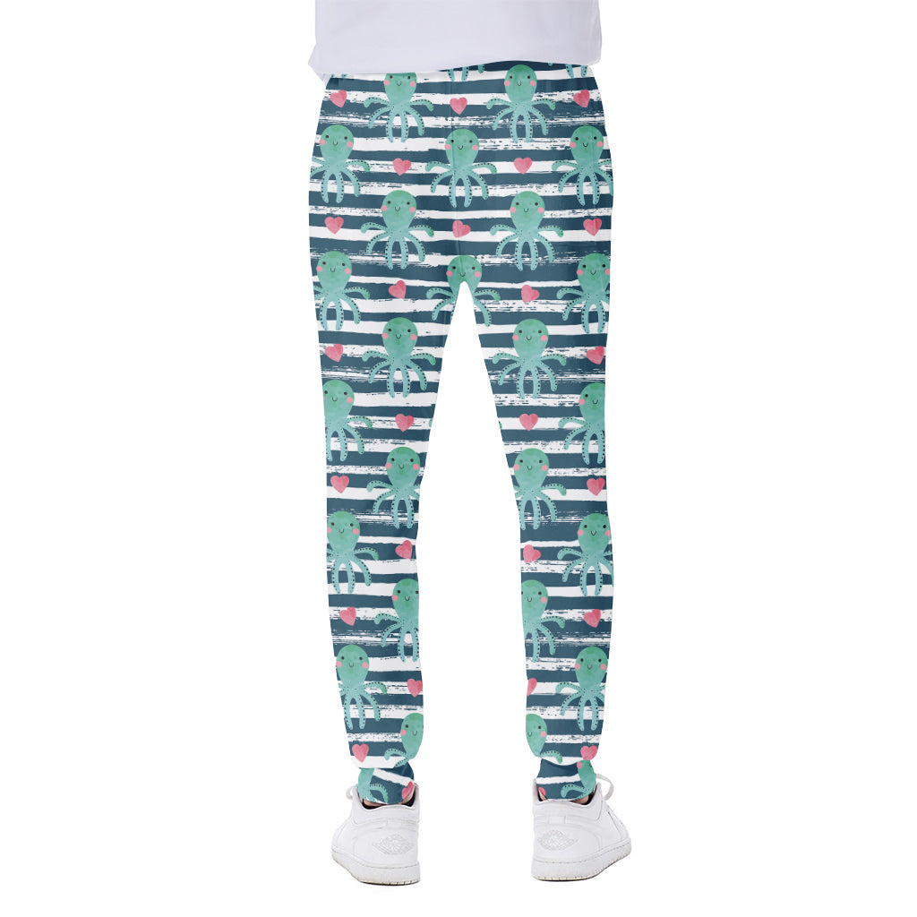 Cute Octopus Pattern Print Scuba Joggers