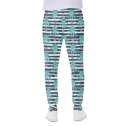 Cute Octopus Pattern Print Scuba Joggers