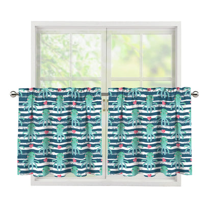 Cute Octopus Pattern Print Tier Curtains
