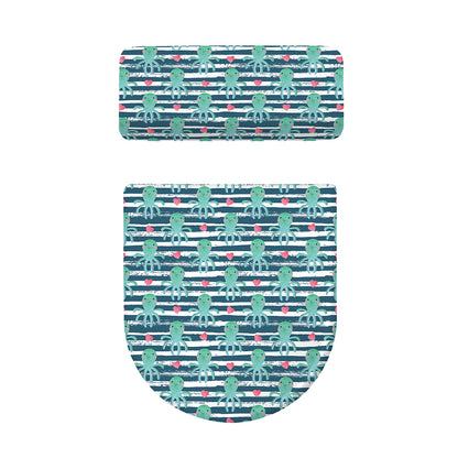 Cute Octopus Pattern Print Toilet Lid And Tank Cover Set