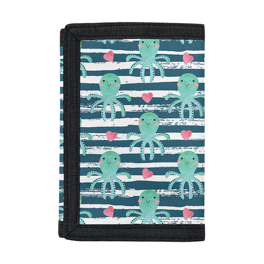 Cute Octopus Pattern Print Trifold Wallet
