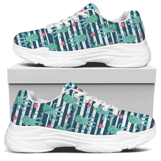 Cute Octopus Pattern Print White Chunky Shoes