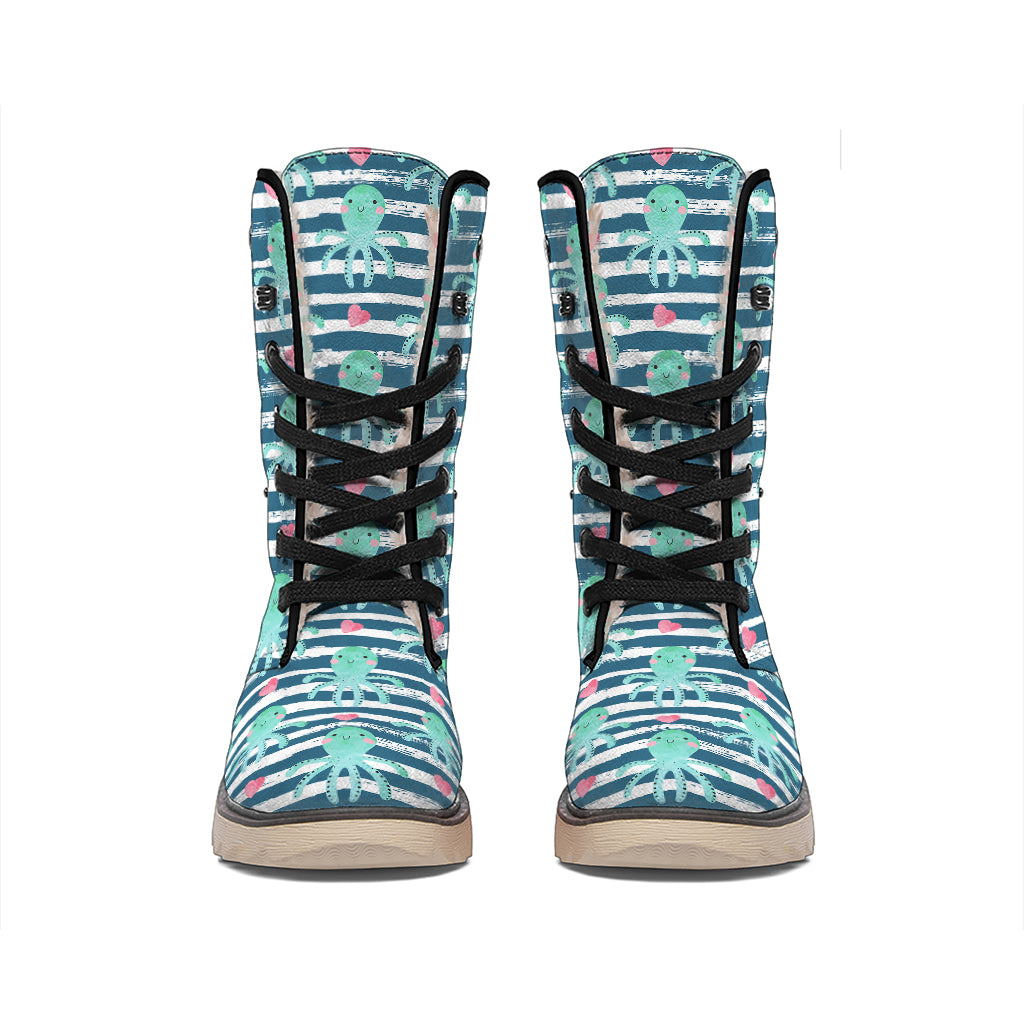 Cute Octopus Pattern Print Winter Boots