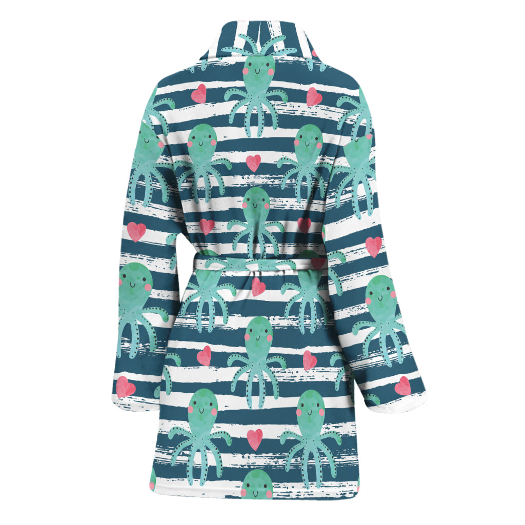 Cute Octopus Pattern Print Women's Bathrobe