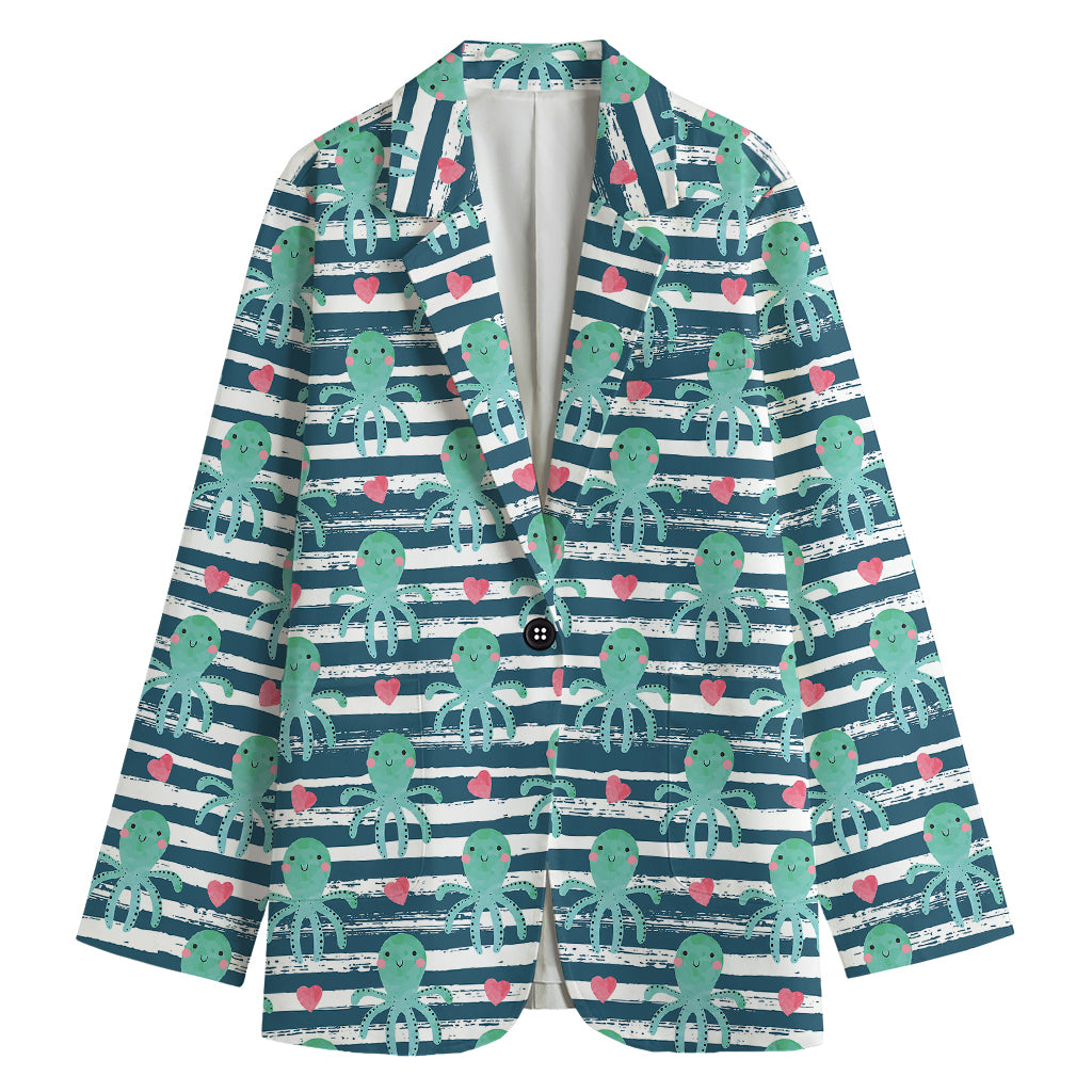 Cute Octopus Pattern Print Women's Cotton Blazer