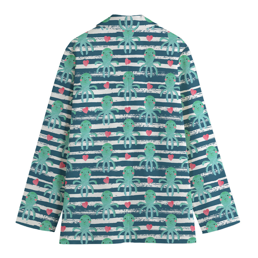 Cute Octopus Pattern Print Women's Cotton Blazer