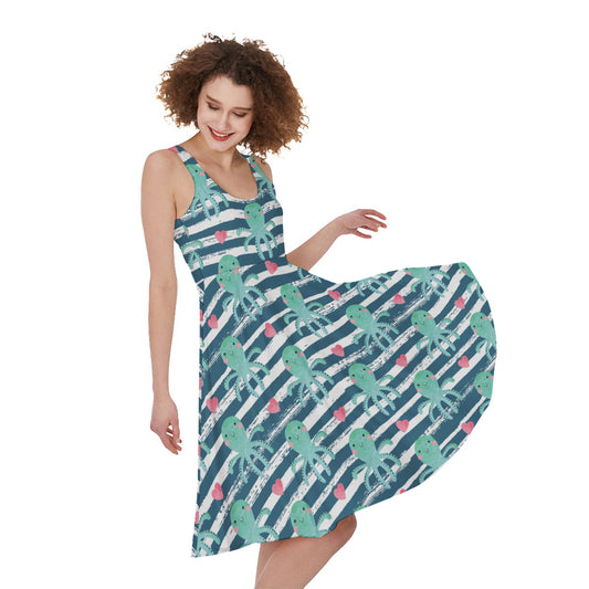 Cute Octopus Pattern Print Women's Sleeveless Dress
