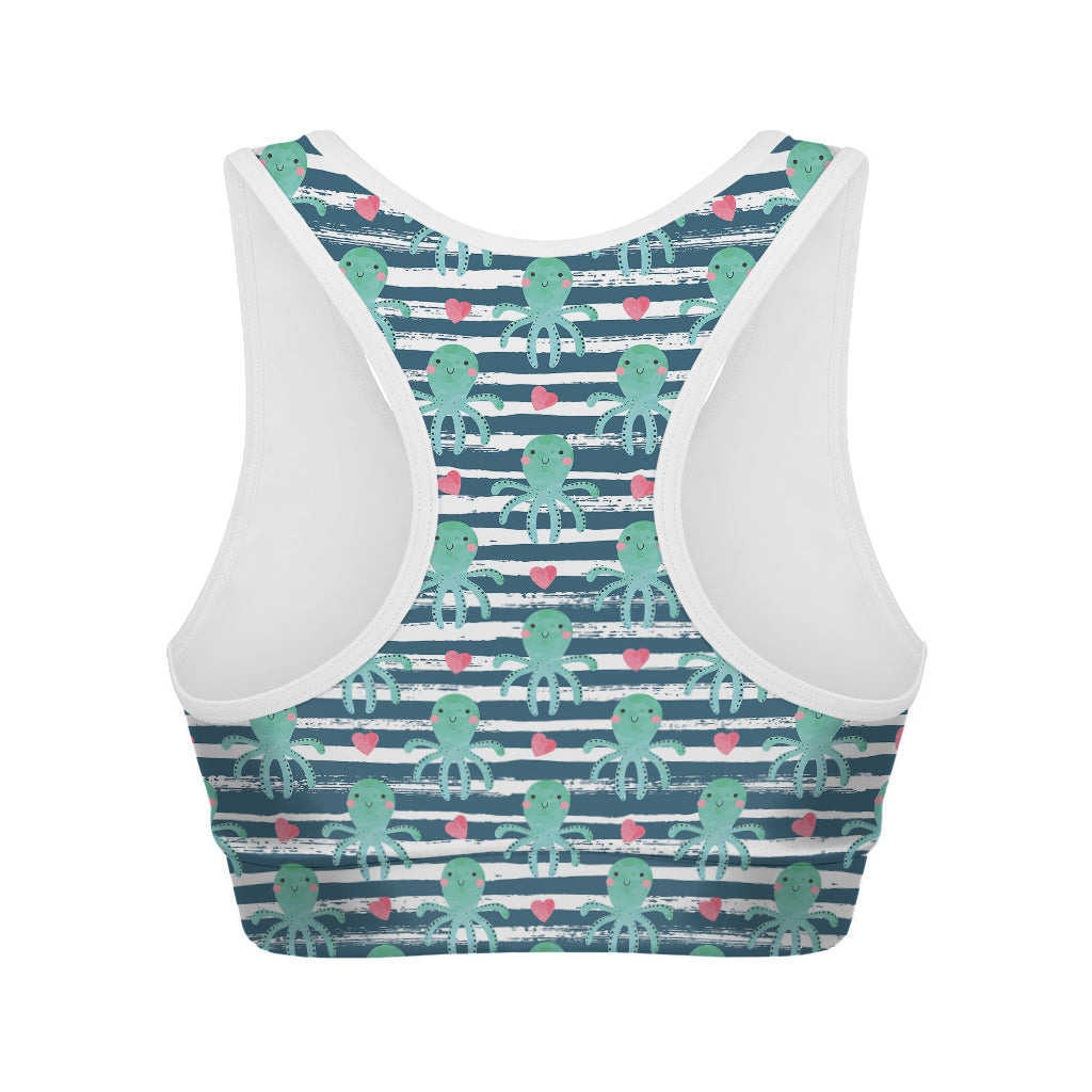 Cute Octopus Pattern Print Women's Sports Bra