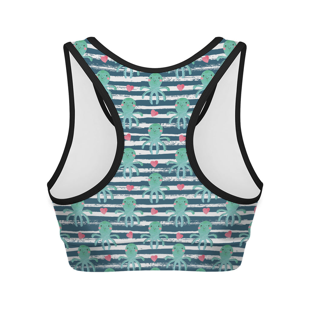 Cute Octopus Pattern Print Women's Sports Bra