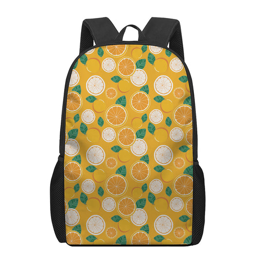 Cute Orange Fruit Pattern Print 17 Inch Backpack