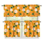 Cute Orange Fruit Pattern Print 3 Piece Kitchen Curtains