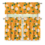 Cute Orange Fruit Pattern Print 3 Piece Kitchen Curtains