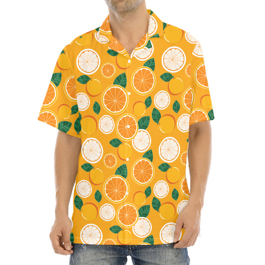 Cute Orange Fruit Pattern Print Aloha Shirt
