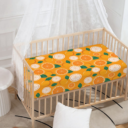 Cute Orange Fruit Pattern Print Baby Crib Sheet