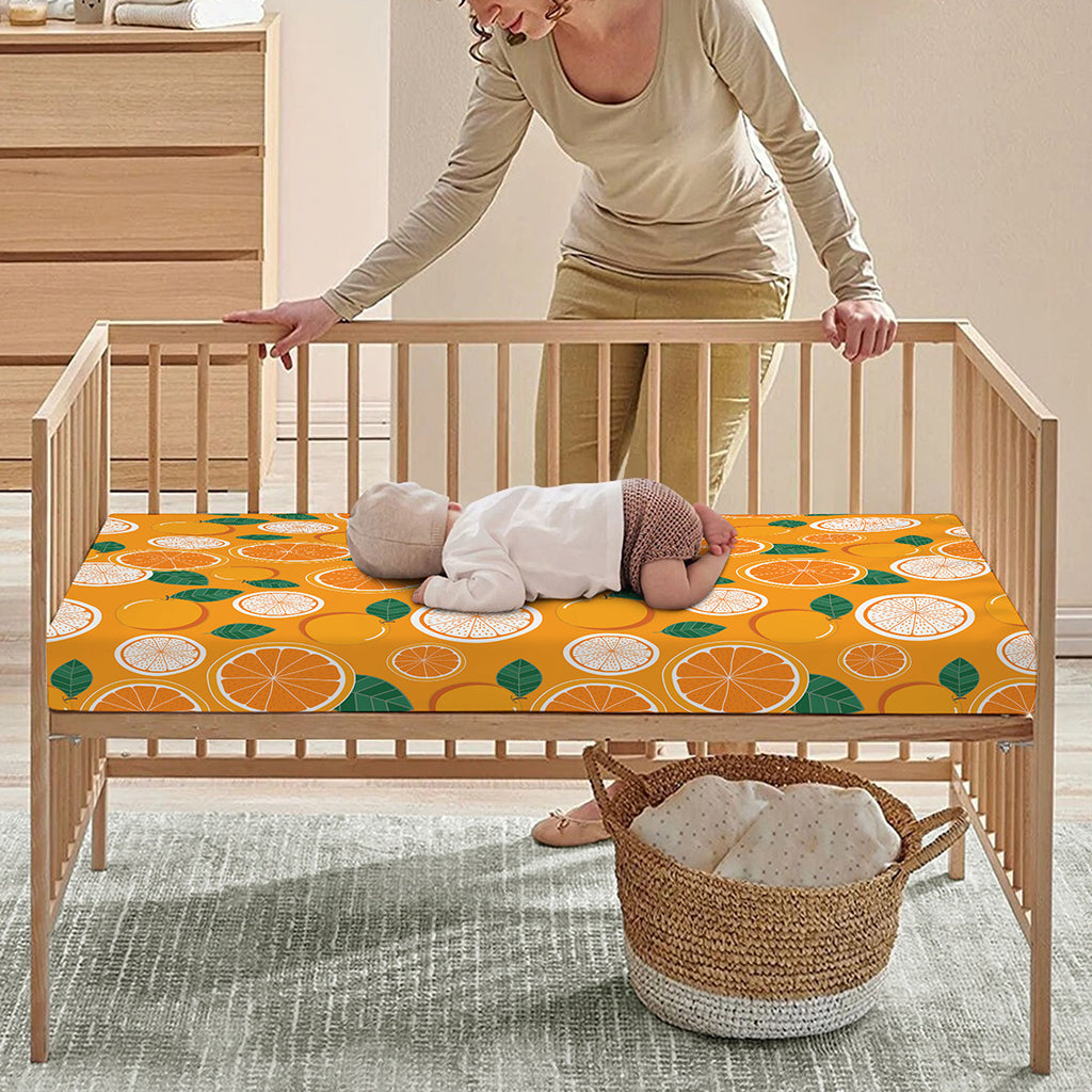 Cute Orange Fruit Pattern Print Baby Crib Sheet