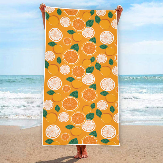 Cute Orange Fruit Pattern Print Beach Towel