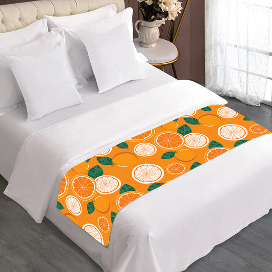 Cute Orange Fruit Pattern Print Bed Runner