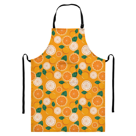 Cute Orange Fruit Pattern Print Bib Apron With Pocket