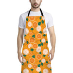 Cute Orange Fruit Pattern Print Bib Apron With Pocket