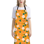 Cute Orange Fruit Pattern Print Bib Apron With Pocket