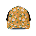 Cute Orange Fruit Pattern Print Black Mesh Trucker Cap