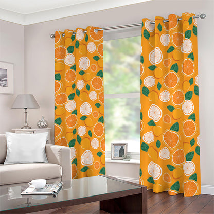 Cute Orange Fruit Pattern Print Blackout Grommet Curtains