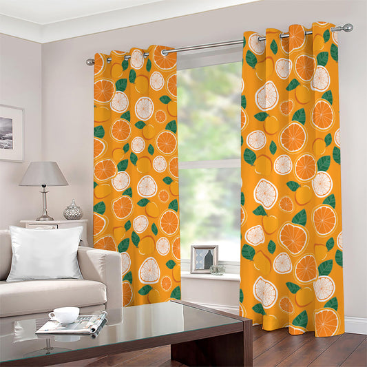 Cute Orange Fruit Pattern Print Blackout Grommet Curtains